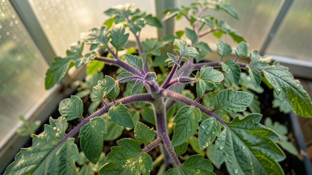 Purple-Stemmed Tomato Leaves
