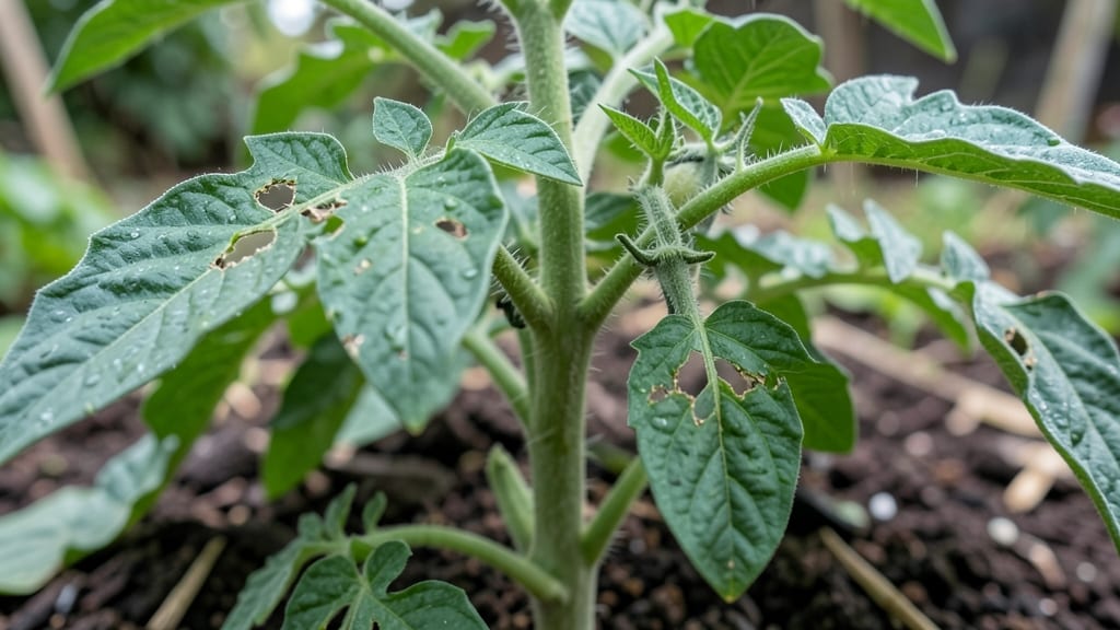 Holey Tomato Plant Leaves