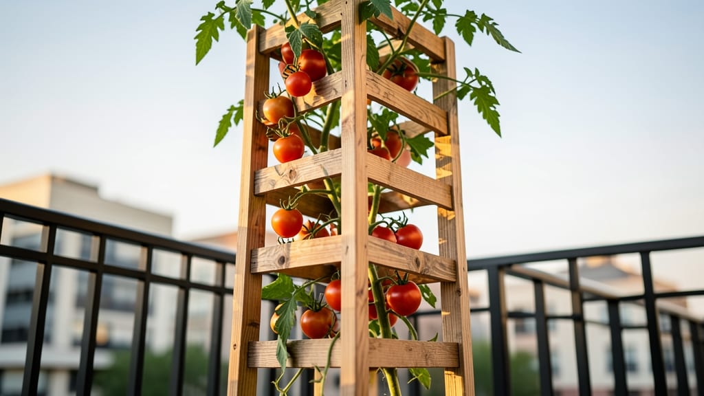 Wooden Tomato Tower with Built-In Pruning Shelf