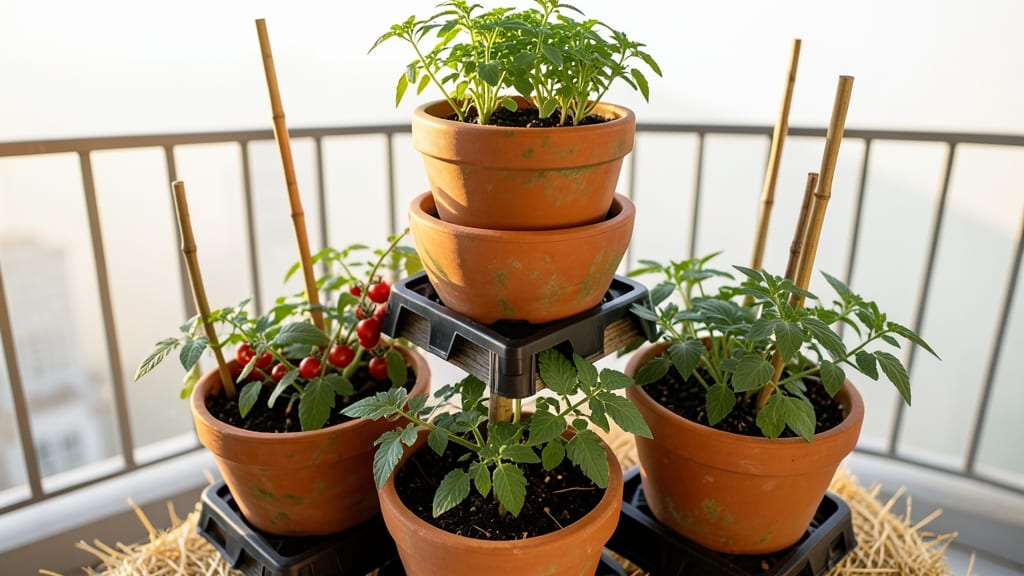 Stacked Pot Tomato Pyramid