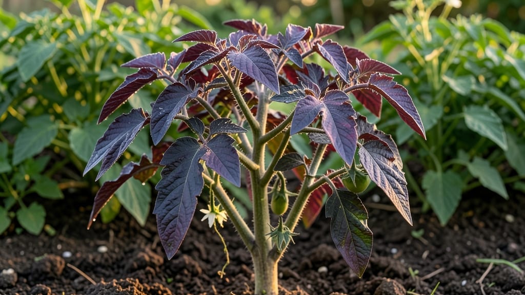 Purple-Tinged Tomato Leaves