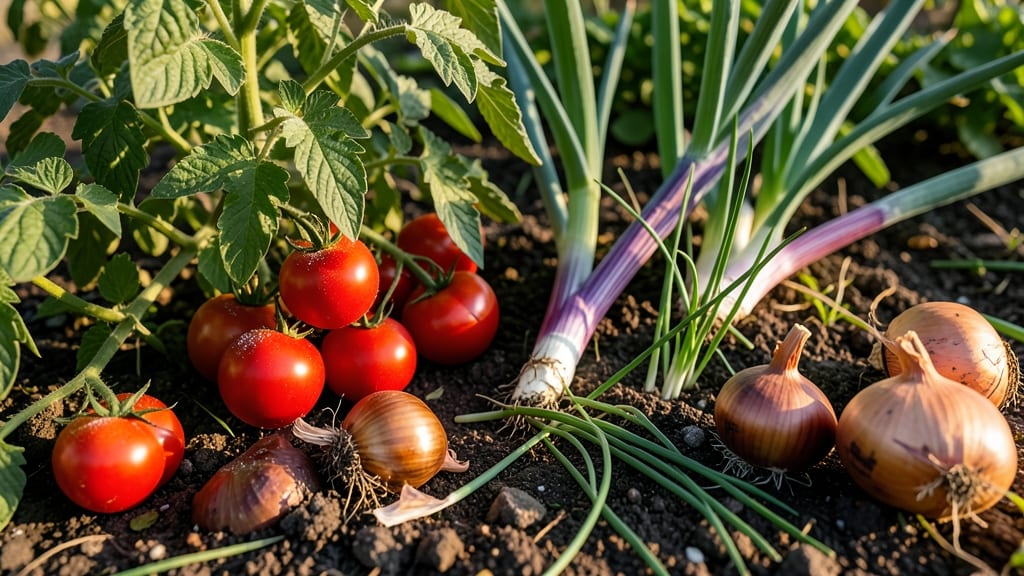 Onion Family Near Tomato Roots