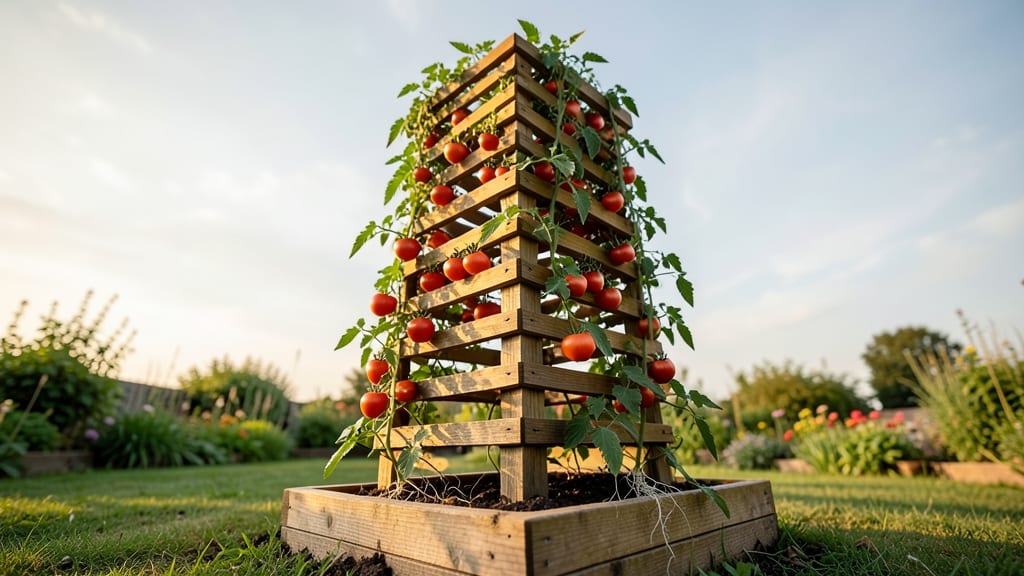 Raised Bed Tomato Tower with Built-In Trellis