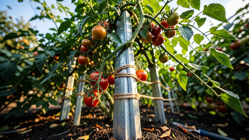 Galvanized Metal T-Posts with Twine