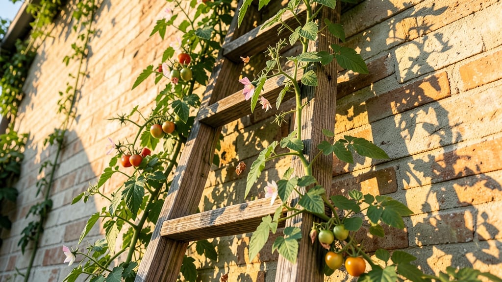 Upcycled Ladder Trellis for Vertical Gardens