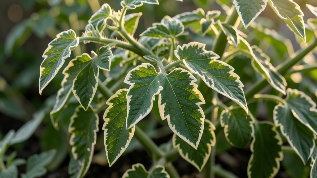 Variegated Tomato Leaves with White Edges