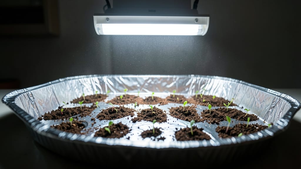 Reflective Tray Under Fluorescent Lights
